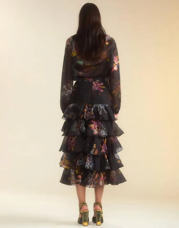 Women Cynthia Rowley Bottoms Prim Silk Organza Skirt Blkfl Women Cynthia Rowley Bottoms Prim Silk Organza Skirt Blkfl