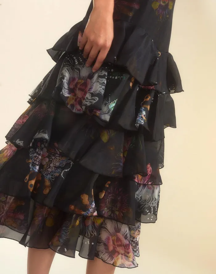 Women Cynthia Rowley Bottoms Prim Silk Organza Skirt Blkfl Women Cynthia Rowley Bottoms Prim Silk Organza Skirt Blkfl