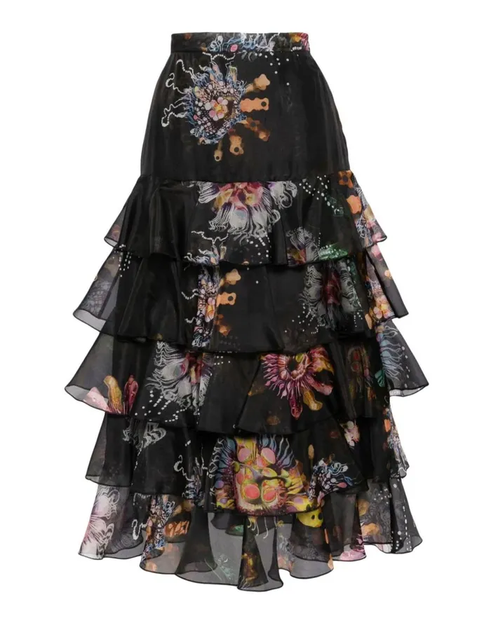 Women Cynthia Rowley Bottoms Prim Silk Organza Skirt Blkfl Women Cynthia Rowley Bottoms Prim Silk Organza Skirt Blkfl