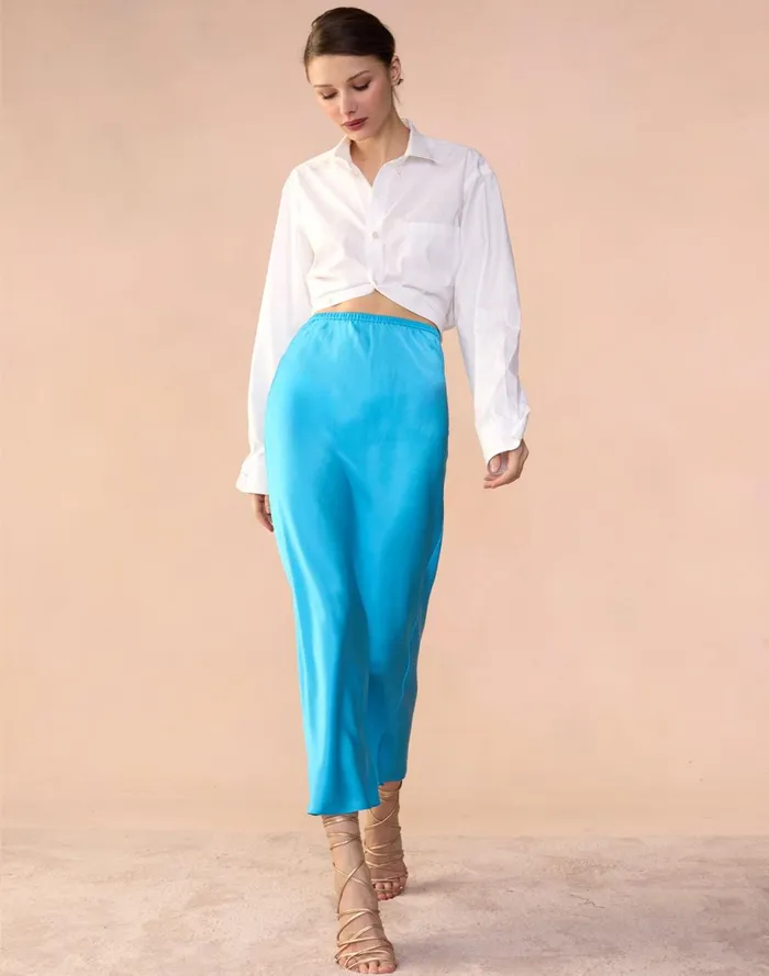 Women Cynthia Rowley Bottoms Sienna Silk Skirt Blue