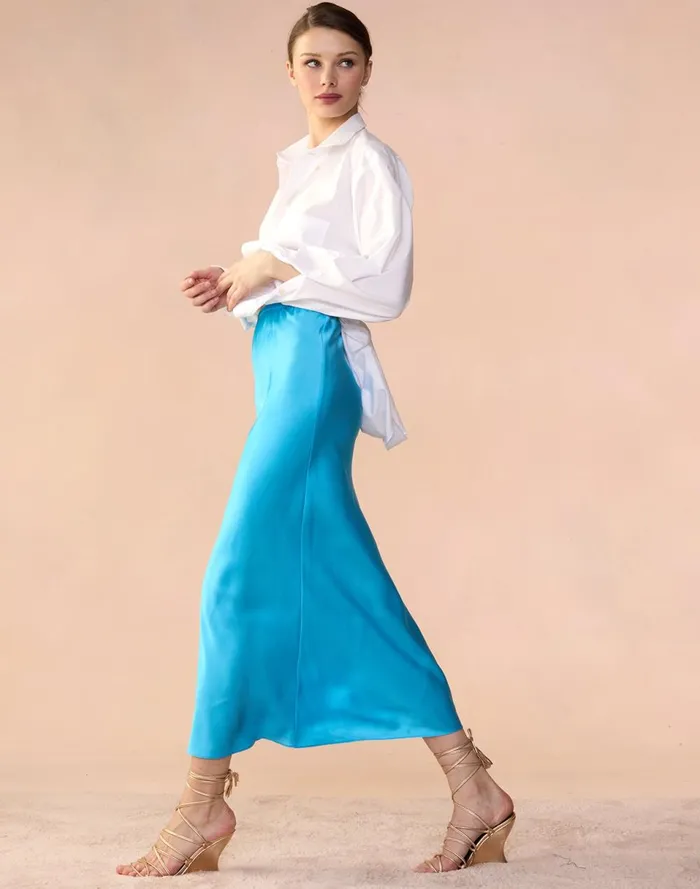 Women Cynthia Rowley Bottoms Sienna Silk Skirt Blue Women Cynthia Rowley Bottoms Sienna Silk Skirt Blue