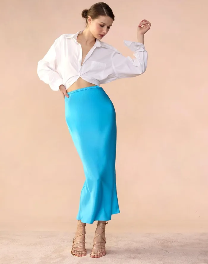 Women Cynthia Rowley Bottoms Sienna Silk Skirt Blue Women Cynthia Rowley Bottoms Sienna Silk Skirt Blue