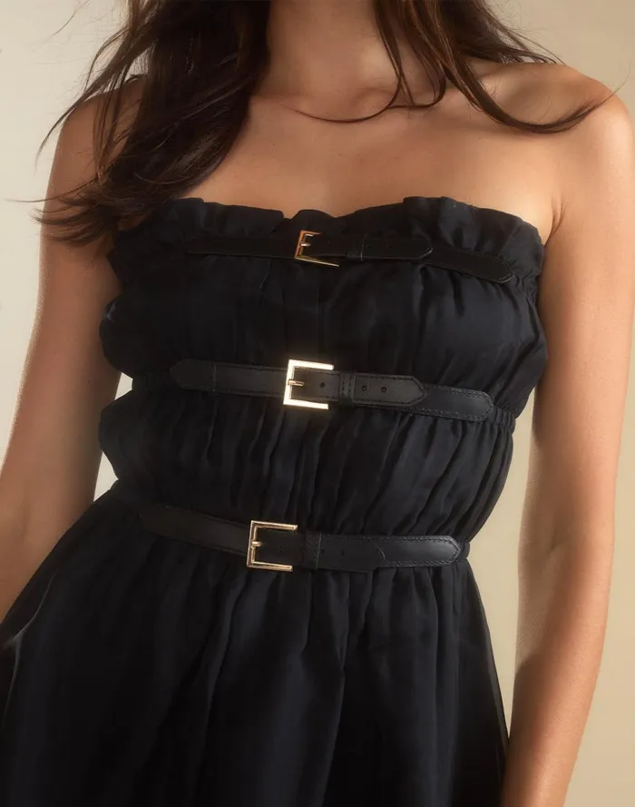 Women Cynthia Rowley Dresses Buckle Up Silk Organza Dress Black Women Cynthia Rowley Dresses Buckle Up Silk Organza Dress Black