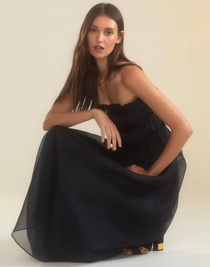 Women Cynthia Rowley Dresses Buckle Up Silk Organza Dress Black Women Cynthia Rowley Dresses Buckle Up Silk Organza Dress Black