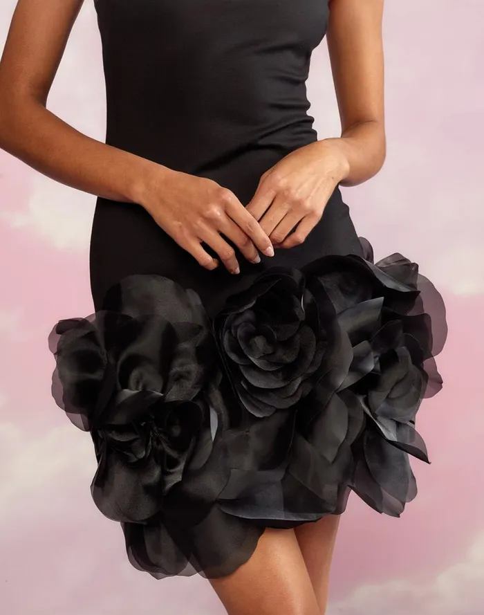 Women Cynthia Rowley Dresses Kourtney Organza Flower Hem Dress Black Women Cynthia Rowley Dresses Kourtney Organza Flower Hem Dress Black