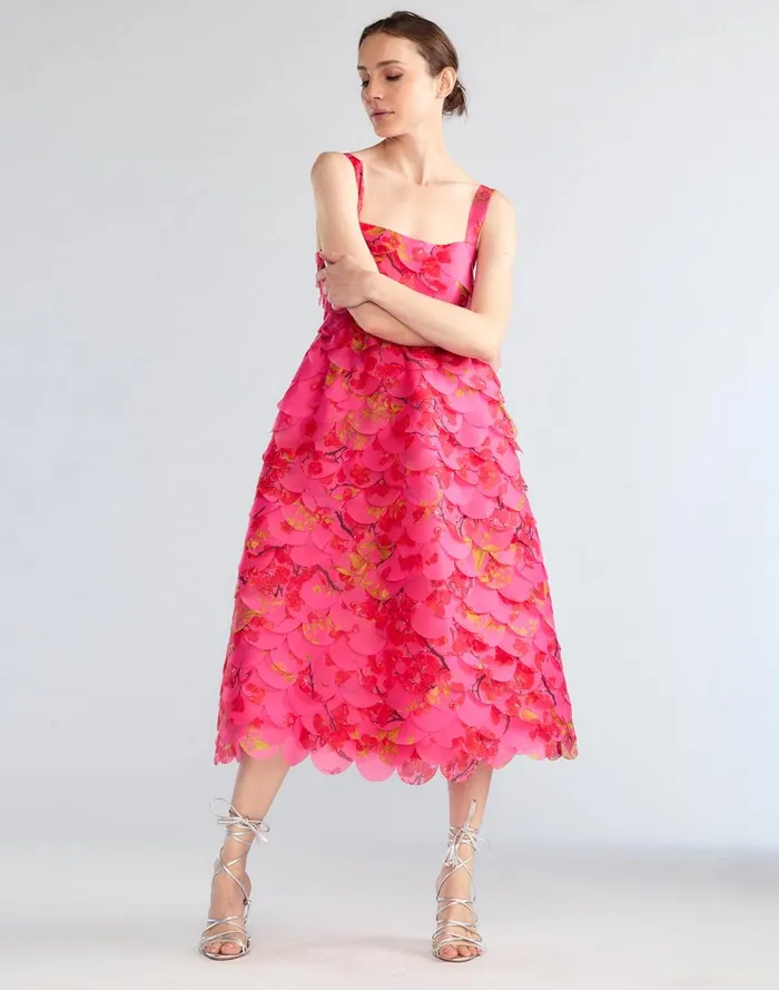Women Cynthia Rowley Dresses Scalloped Petal Midi Dress Pnkmt Women Cynthia Rowley Dresses Scalloped Petal Midi Dress Pnkmt