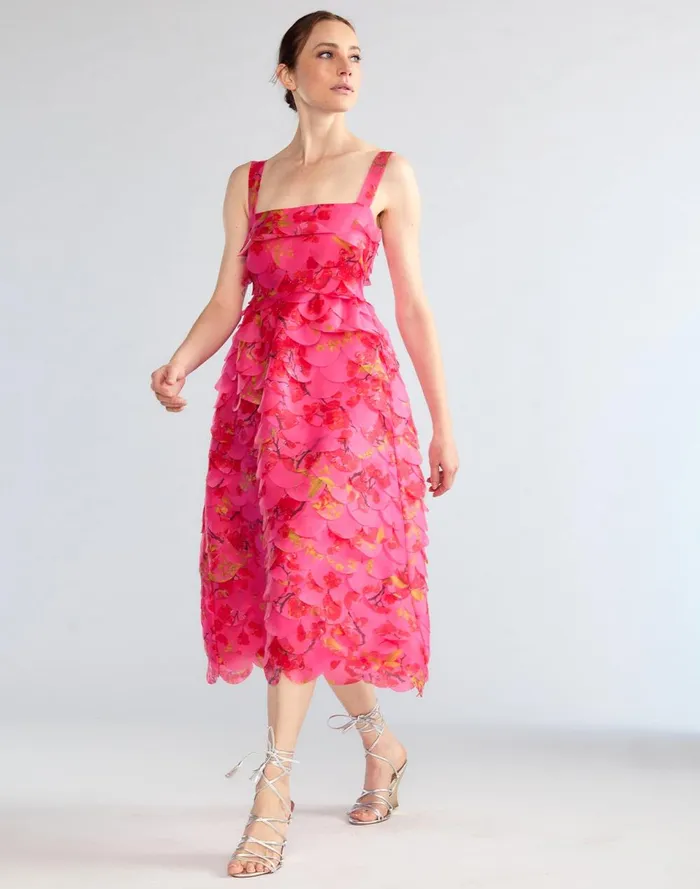 Women Cynthia Rowley Dresses Scalloped Petal Midi Dress Pnkmt Women Cynthia Rowley Dresses Scalloped Petal Midi Dress Pnkmt