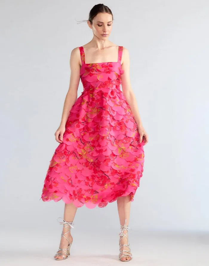 Women Cynthia Rowley Dresses Scalloped Petal Midi Dress Pnkmt Women Cynthia Rowley Dresses Scalloped Petal Midi Dress Pnkmt