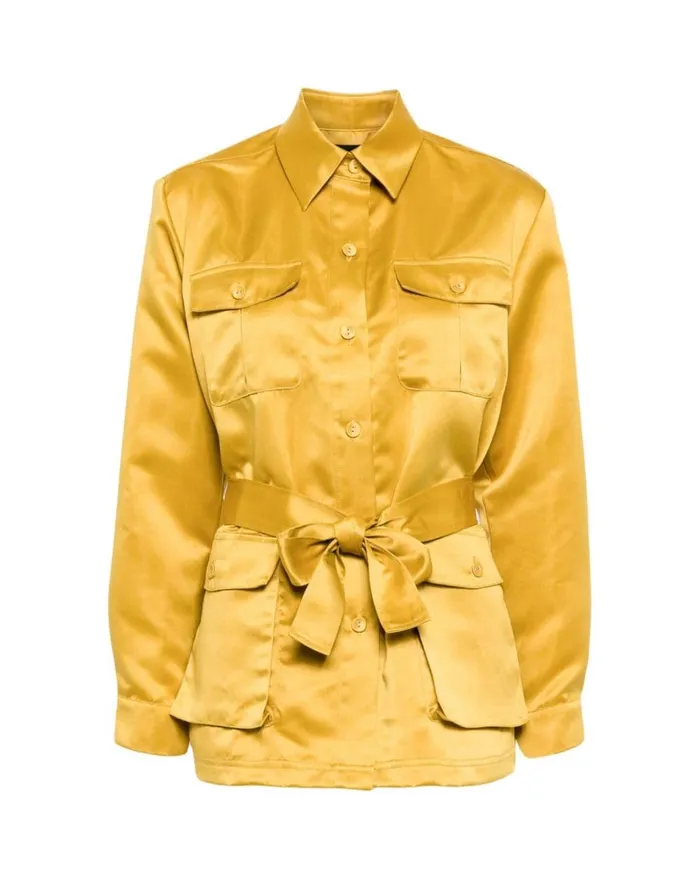 Women Cynthia Rowley Outerwear Satin Safari Jacket Gldylw Women Cynthia Rowley Outerwear Satin Safari Jacket Gldylw