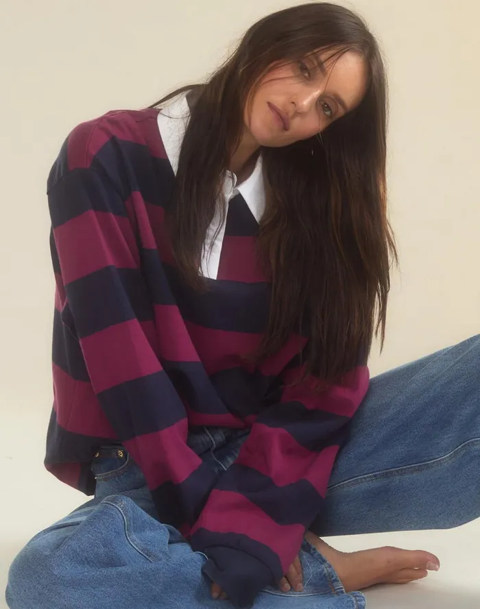 Women Cynthia Rowley Tops Ardie Striped Rugby Shirt Nabur