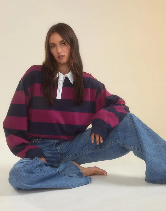Women Cynthia Rowley Tops Ardie Striped Rugby Shirt Nabur Women Cynthia Rowley Tops Ardie Striped Rugby Shirt Nabur