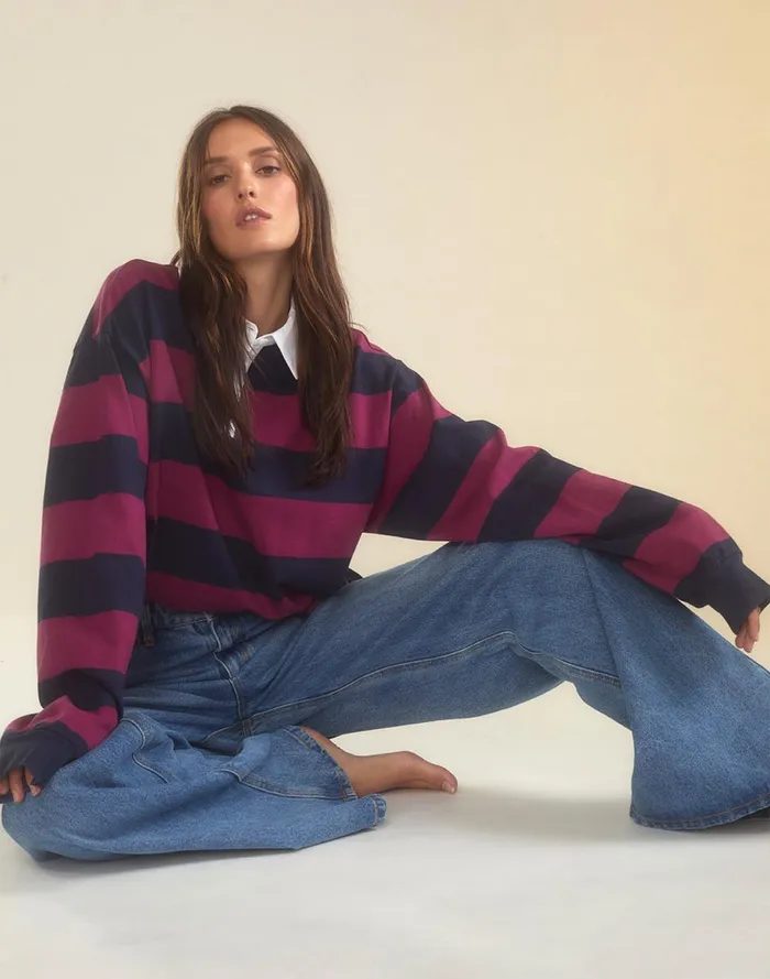Women Cynthia Rowley Tops Ardie Striped Rugby Shirt Nabur Women Cynthia Rowley Tops Ardie Striped Rugby Shirt Nabur