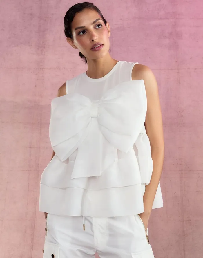 Women Cynthia Rowley Tops Blair Bow Top White