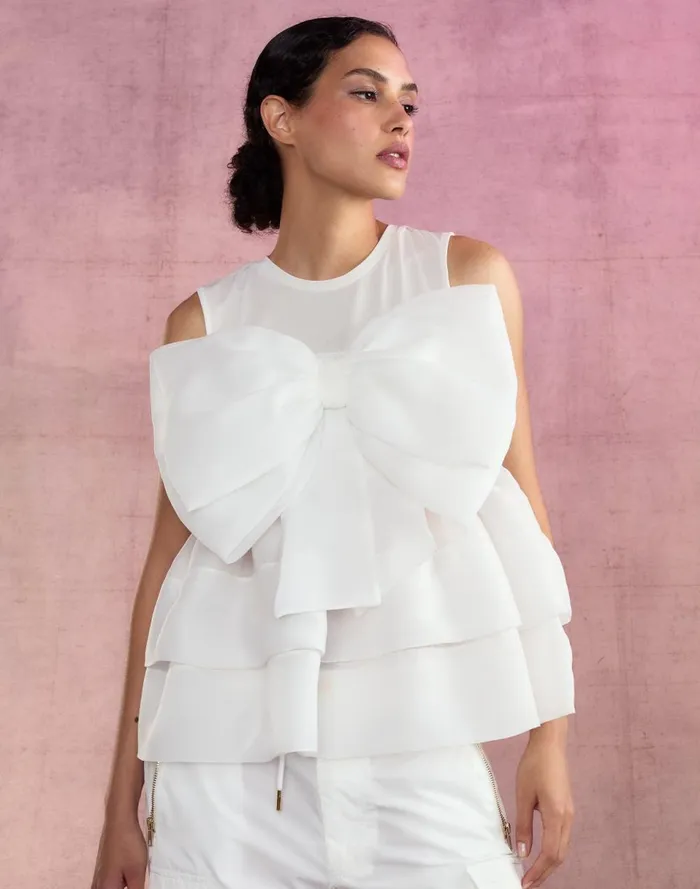 Women Cynthia Rowley Tops Blair Bow Top White Women Cynthia Rowley Tops Blair Bow Top White