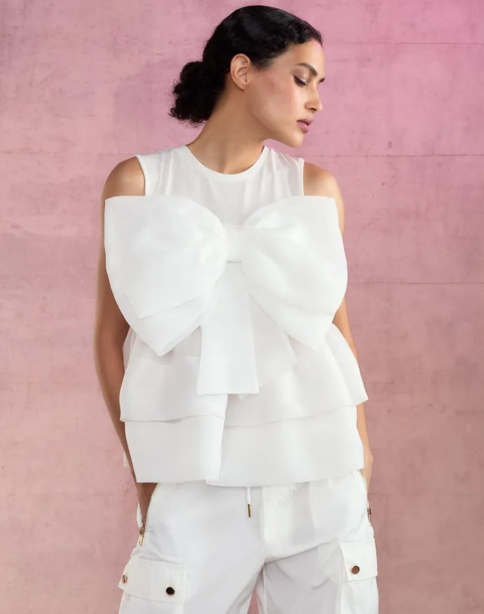Women Cynthia Rowley Tops Blair Bow Top White Women Cynthia Rowley Tops Blair Bow Top White