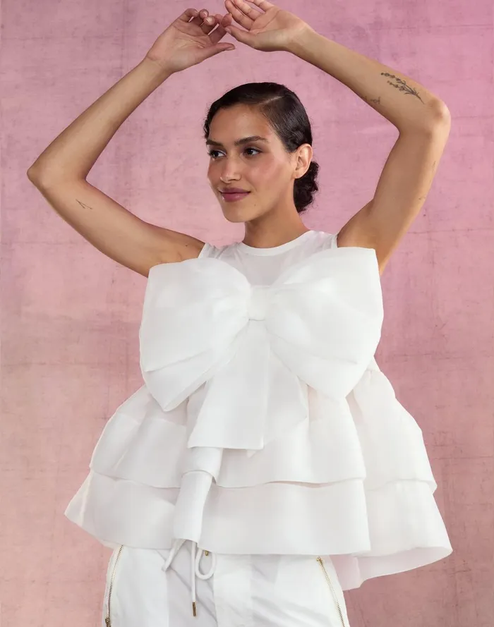 Women Cynthia Rowley Tops Blair Bow Top White Women Cynthia Rowley Tops Blair Bow Top White
