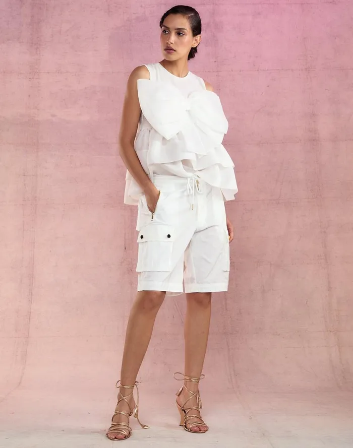 Women Cynthia Rowley Tops Blair Bow Top White Women Cynthia Rowley Tops Blair Bow Top White