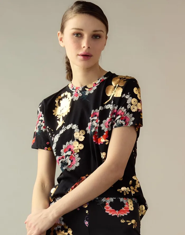 Women Cynthia Rowley Tops Gold Foil TShirt Gldmlt