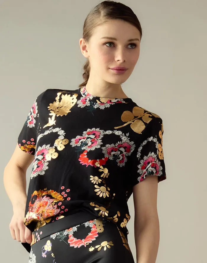 Women Cynthia Rowley Tops Gold Foil TShirt Gldmlt Women Cynthia Rowley Tops Gold Foil TShirt Gldmlt