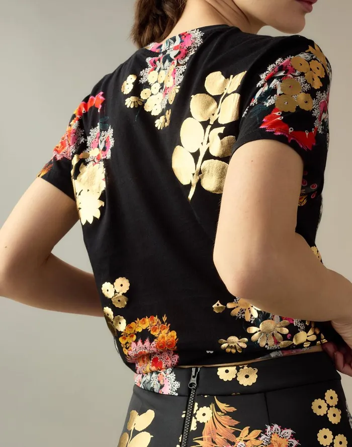 Women Cynthia Rowley Tops Gold Foil TShirt Gldmlt Women Cynthia Rowley Tops Gold Foil TShirt Gldmlt