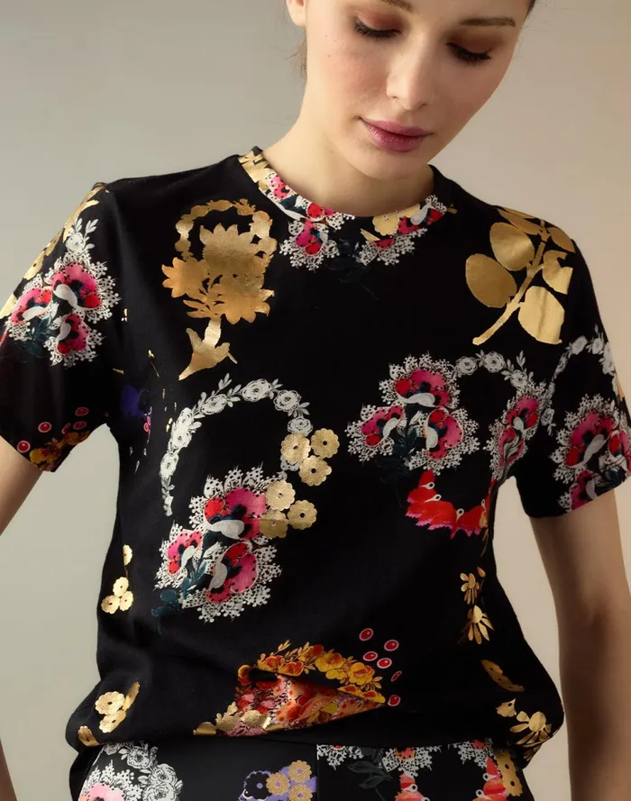 Women Cynthia Rowley Tops Gold Foil TShirt Gldmlt Women Cynthia Rowley Tops Gold Foil TShirt Gldmlt