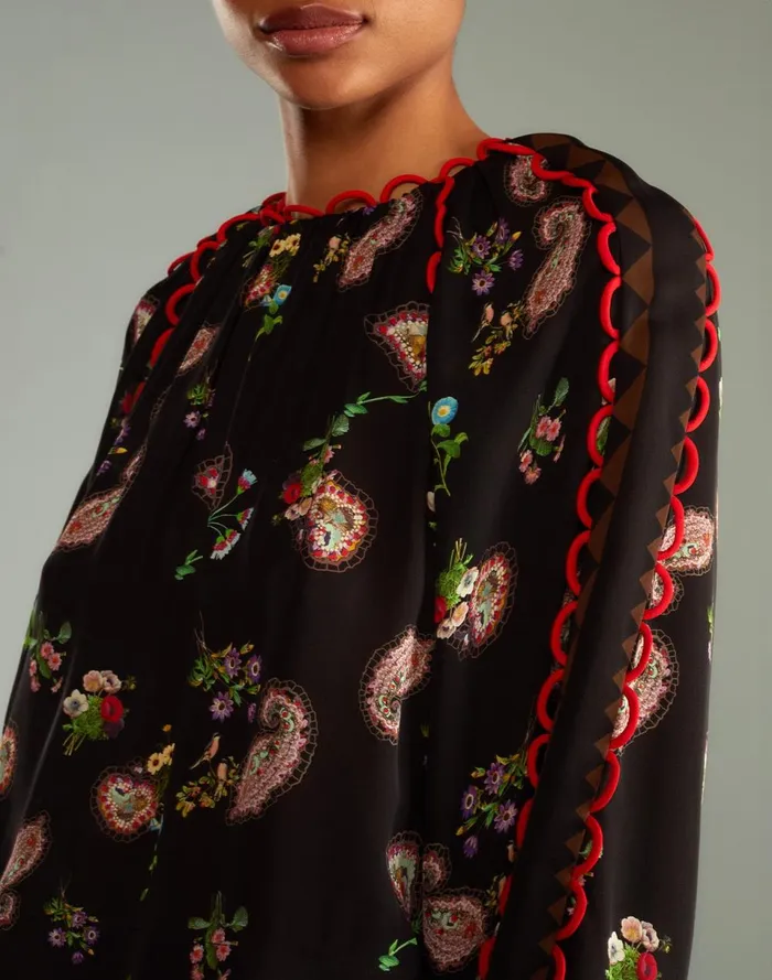 Women Cynthia Rowley Tops Midnight Garden Blouse Blkfl Women Cynthia Rowley Tops Midnight Garden Blouse Blkfl