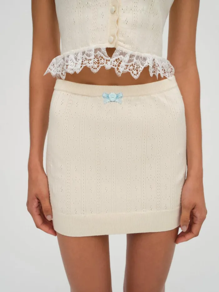 Women Daniela Knit Mini Skirt Beige For Love and Lemons Tops