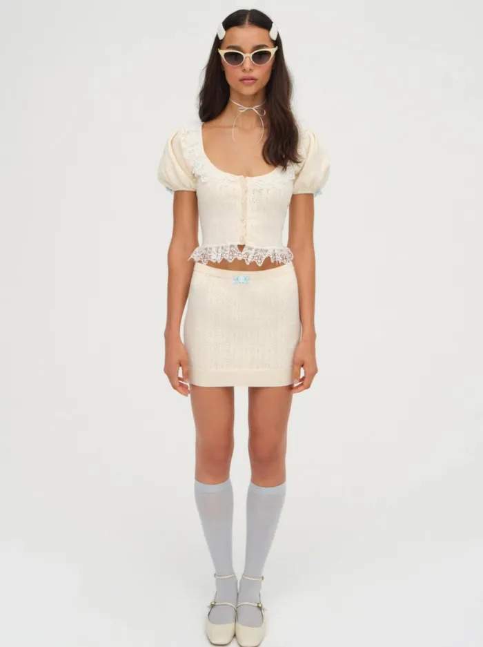 Women Daniela Knit Mini Skirt Beige For Love and Lemons Tops Women Daniela Knit Mini Skirt Beige For Love and Lemons Tops