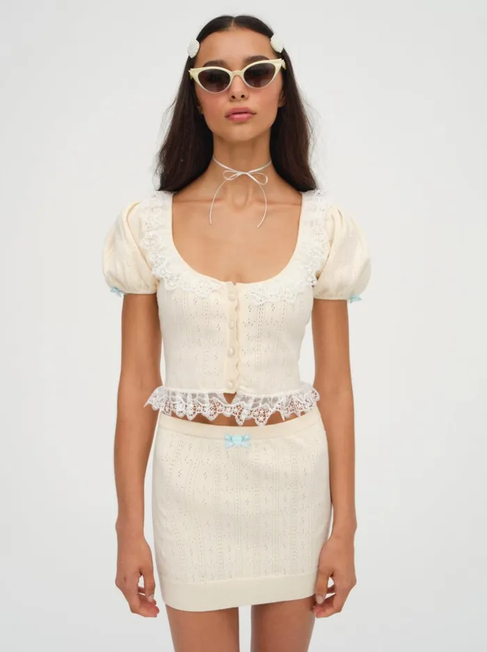 Women Daniela Knit Mini Skirt Beige For Love and Lemons Tops Women Daniela Knit Mini Skirt Beige For Love and Lemons Tops