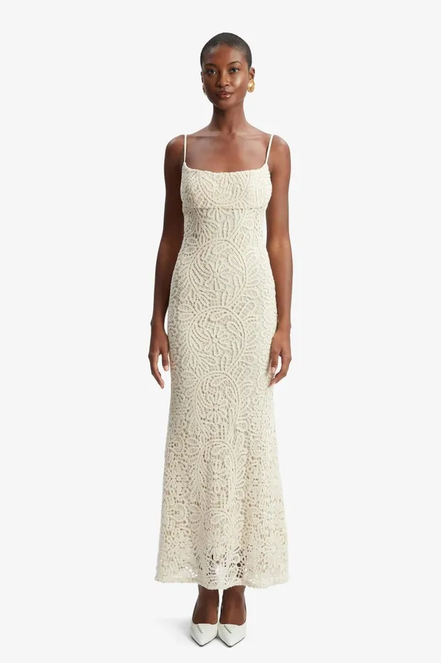 Women Day To Night Dresses Bardot Adoni Crochet Midi Dress In Lght Beige Lght Beige Women Day To Night Dresses Bardot Adoni Crochet Midi Dress In Lght Beige Lght Beige