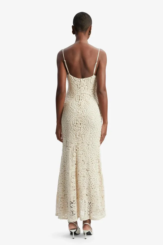 Women Day To Night Dresses Bardot Adoni Crochet Midi Dress In Lght Beige Lght Beige Women Day To Night Dresses Bardot Adoni Crochet Midi Dress In Lght Beige Lght Beige