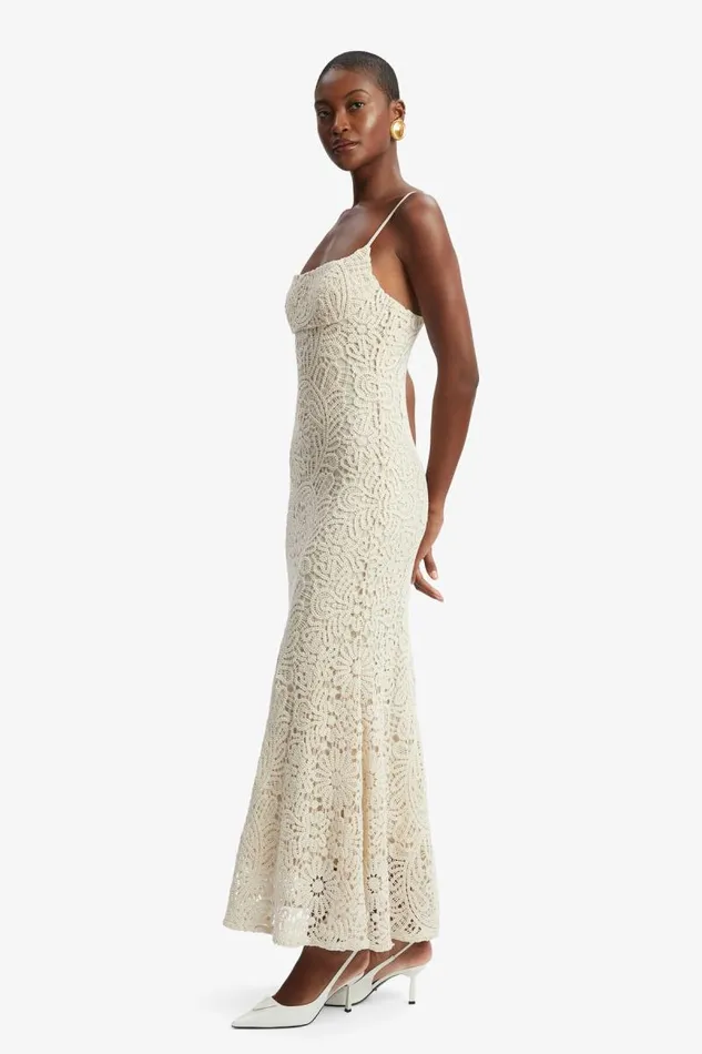 Women Day To Night Dresses Bardot Adoni Crochet Midi Dress In Lght Beige Lght Beige Women Day To Night Dresses Bardot Adoni Crochet Midi Dress In Lght Beige Lght Beige