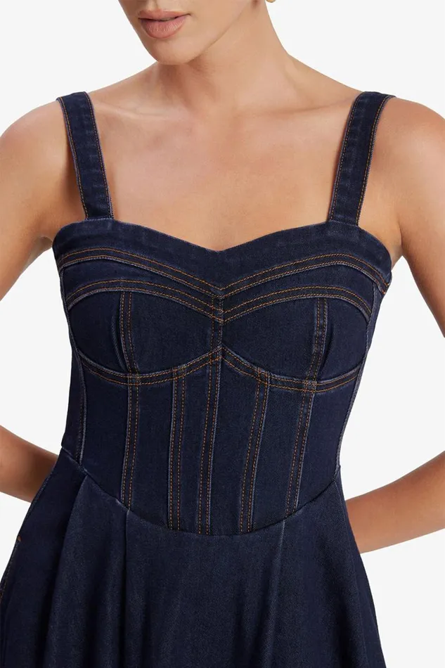 Women Day To Night Dresses Bardot Lilah Denim Midi Dress In Dark Dark Women Day To Night Dresses Bardot Lilah Denim Midi Dress In Dark Dark