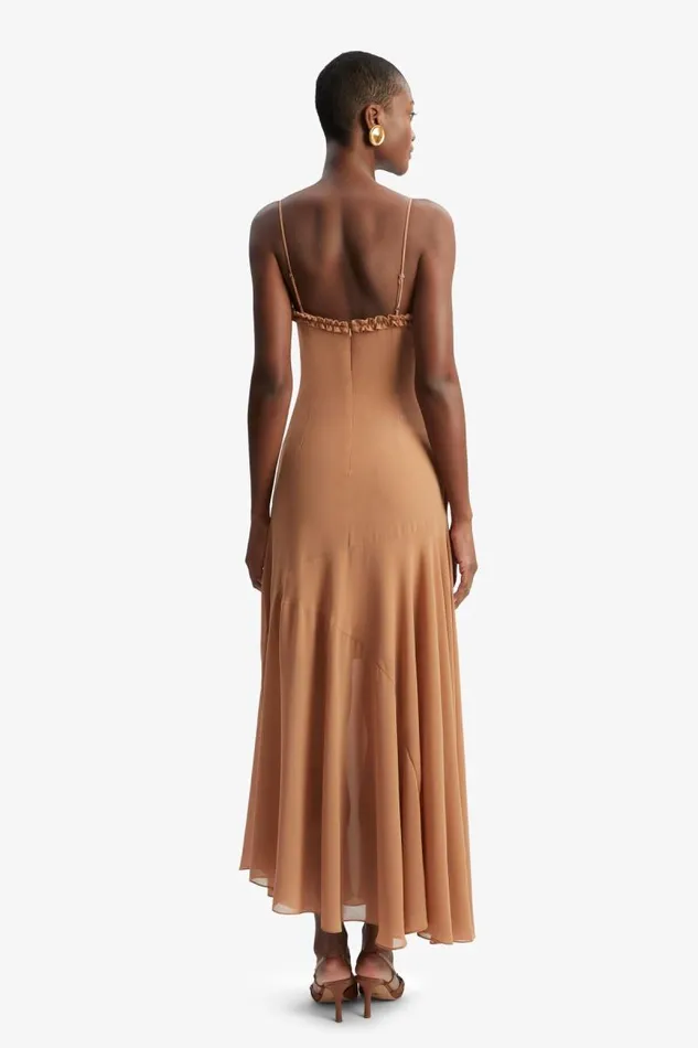 Women Day To Night Dresses Bardot Tatian Frill Trim Maxi Dress In Tan Tan Women Day To Night Dresses Bardot Tatian Frill Trim Maxi Dress In Tan Tan