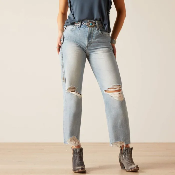 Women Denim Ariat Ultra High Rise Tomboy Straight Jean Mykonos