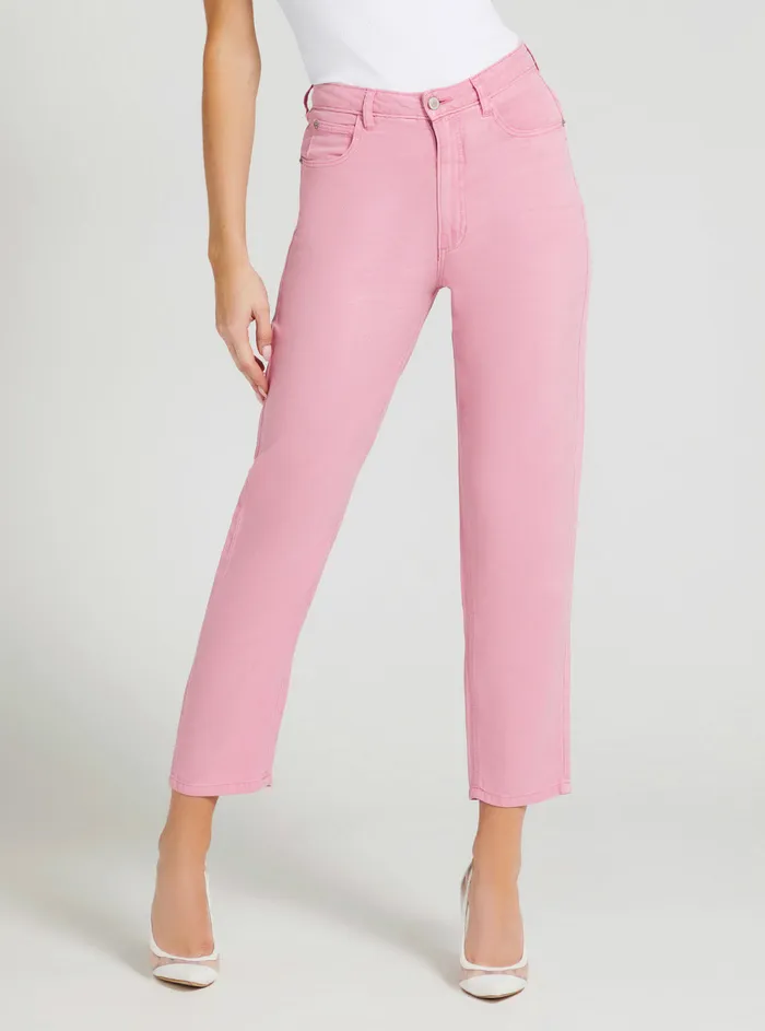 Women Denim GUESS Eco Highrise Straight Leg Denim Mom Jeans In Vintage Blush Wash