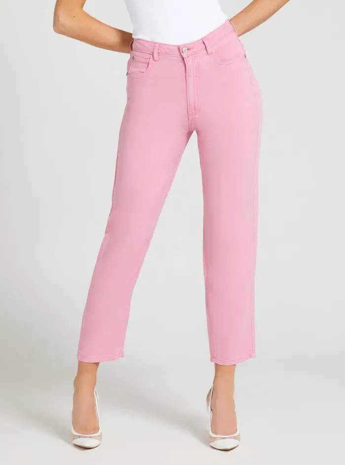 Women Denim GUESS Eco Highrise Straight Leg Denim Mom Jeans In Vintage Blush Wash Women Denim GUESS Eco Highrise Straight Leg Denim Mom Jeans In Vintage Blush Wash