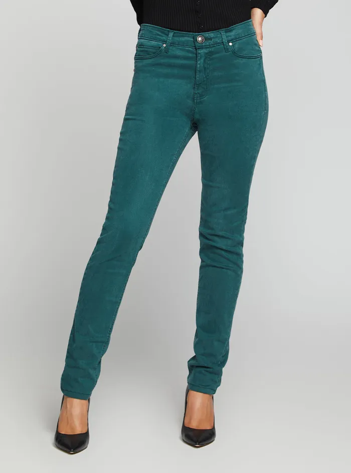 Women Denim GUESS Highrise 1981 Satin Skinny Denim Jeans In Regal Teal Wash