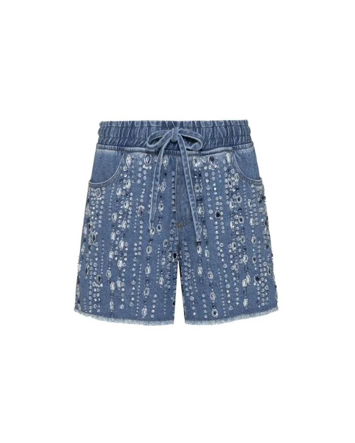 Women Denim PatBO HAND BEADED DENIM SHORTS Denim