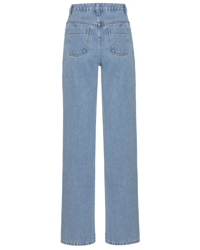 Women Denim PatBO HandBeaded Straight Leg Jeans Denim