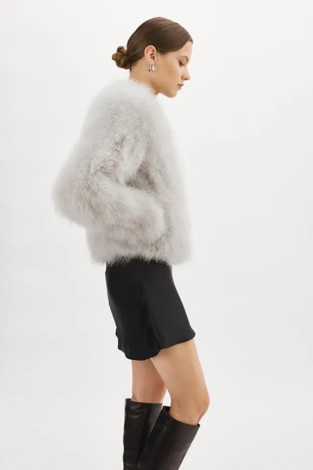 Women DEORA Feather Jacket Light Grey LAMARQUE Feather Jackets Women DEORA Feather Jacket Light Grey LAMARQUE Feather Jackets
