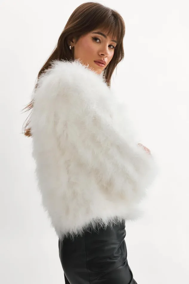 Women DEORA Feather Jacket White LAMARQUE Feather Jackets Women DEORA Feather Jacket White LAMARQUE Feather Jackets