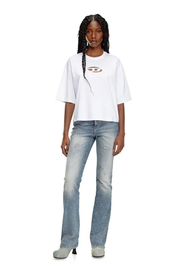 Women Diesel TShirts and Tops TBUXTCROPOD White