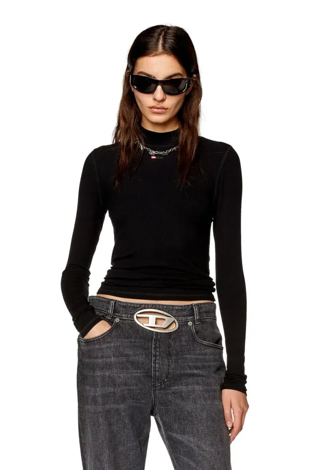 Women Diesel TShirts and Tops TMOKKYLSMICRODIV Black Women Diesel TShirts and Tops TMOKKYLSMICRODIV Black