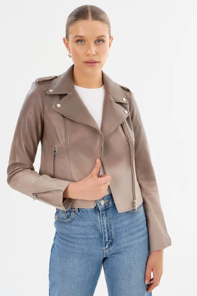 Women DONNA Iconic Leather Biker Jacket Desert Gradient LAMARQUE Leather Jackets