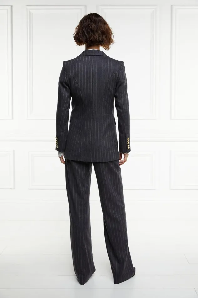 Women Double Breasted Blazer Charcoal Pinstripe Holland Cooper Tailoring