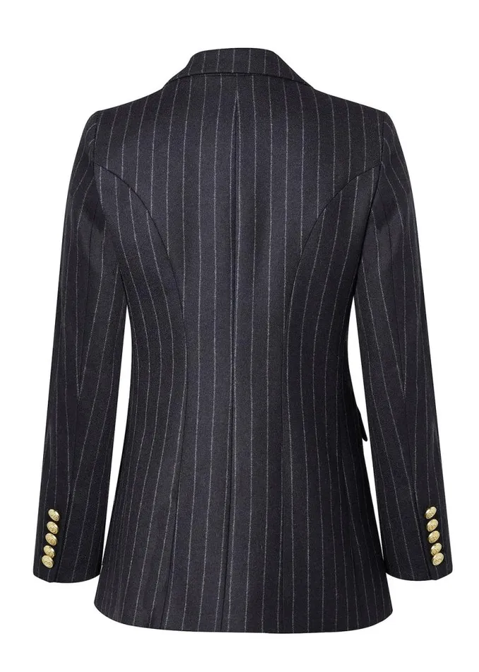 Women Double Breasted Blazer Charcoal Pinstripe Holland Cooper Tailoring