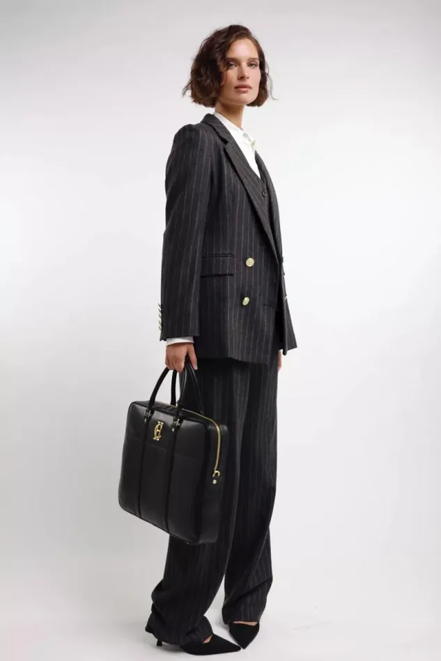 Women Double Breasted Blazer Charcoal Pinstripe Holland Cooper Tailoring