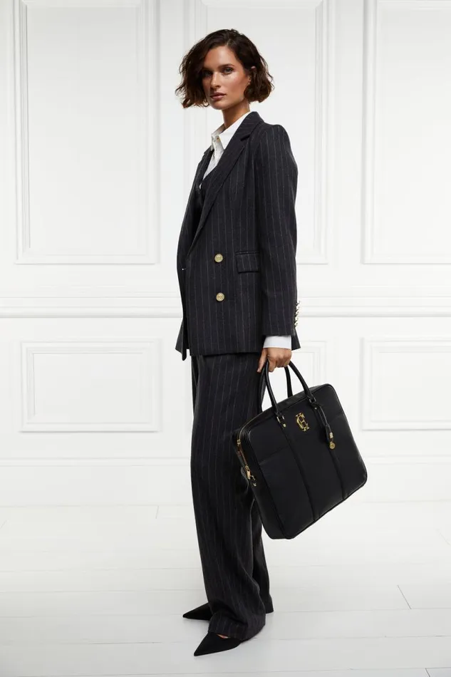 Women Double Breasted Blazer Charcoal Pinstripe Holland Cooper Tailoring