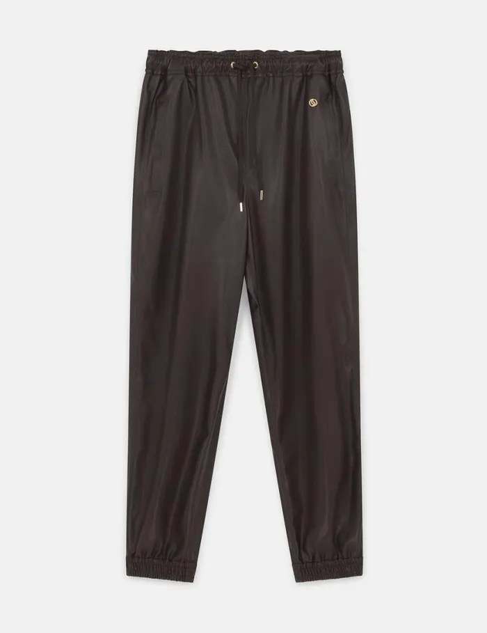 Women Drawstring Alter Mat Sweatpants Dark Chocolate Brown Stella McCartney Pants And Shorts Women Drawstring Alter Mat Sweatpants Dark Chocolate Brown Stella McCartney Pants And Shorts